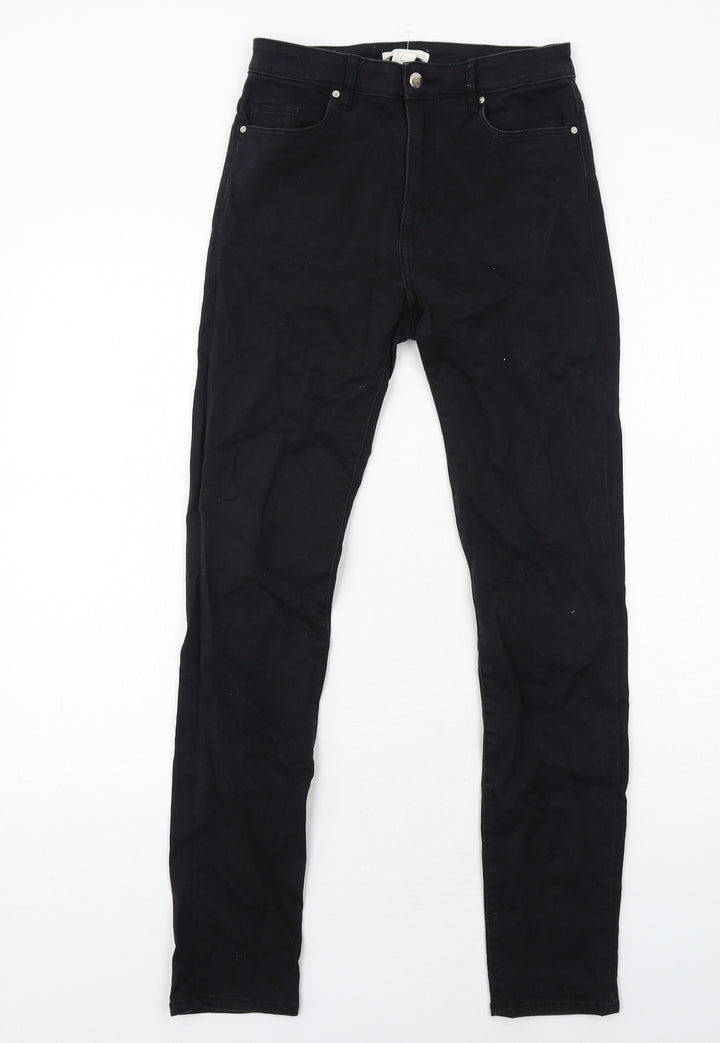 H&M Womens Black Cotton Skinny Jeans Size 8 Regular Zip