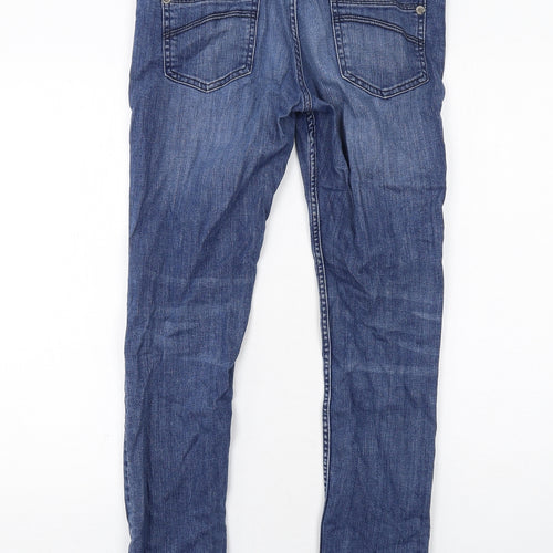 Marks and Spencer Womens Blue Cotton Skinny Jeans Size 12 Regular Zip