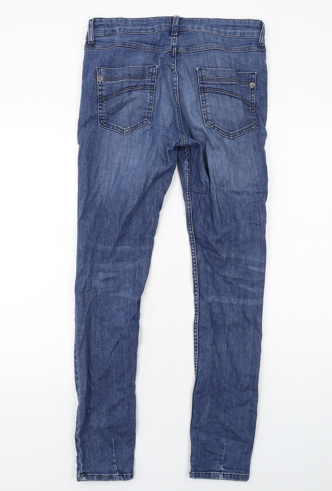 Marks and Spencer Womens Blue Cotton Skinny Jeans Size 12 Regular Zip