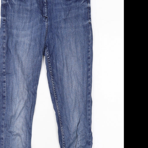 Marks and Spencer Womens Blue Cotton Skinny Jeans Size 12 Regular Zip
