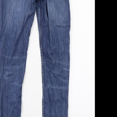 Marks and Spencer Womens Blue Cotton Skinny Jeans Size 12 Regular Zip