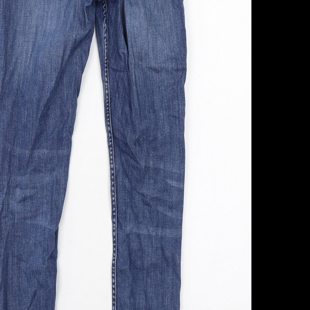 Marks and Spencer Womens Blue Cotton Skinny Jeans Size 12 Regular Zip