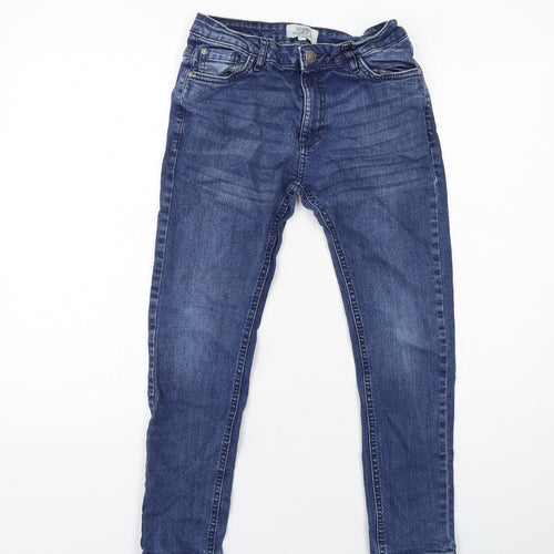 Kangaroo Poo Boys Blue Cotton Skinny Jeans Size 11-12 Years Regular Zip