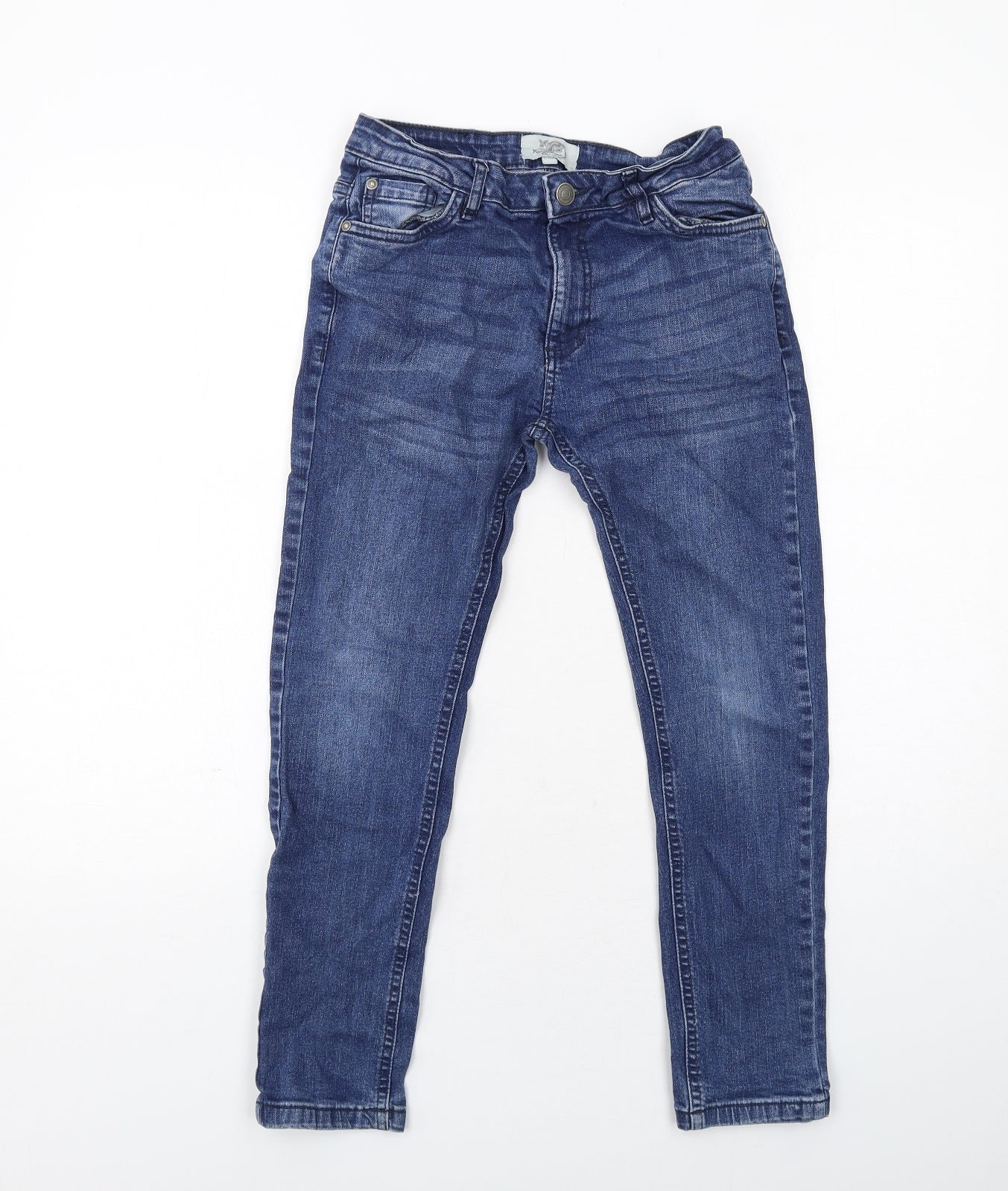 Kangaroo Poo Boys Blue Cotton Skinny Jeans Size 11-12 Years Regular Zip