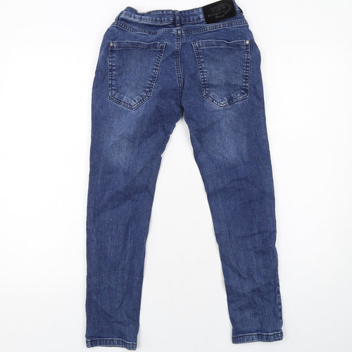 Kangaroo Poo Boys Blue Cotton Skinny Jeans Size 11-12 Years Regular Zip