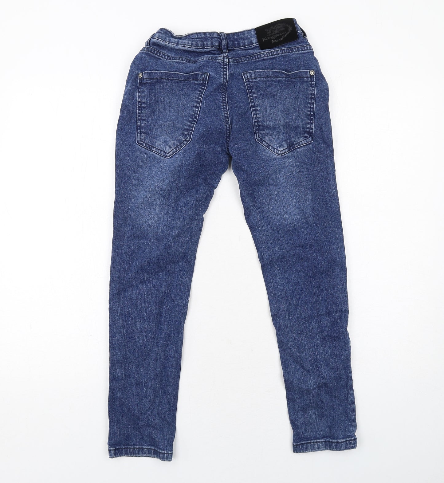 Kangaroo Poo Boys Blue Cotton Skinny Jeans Size 11-12 Years Regular Zip
