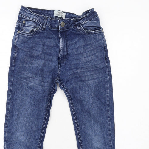 Kangaroo Poo Boys Blue Cotton Skinny Jeans Size 11-12 Years Regular Zip