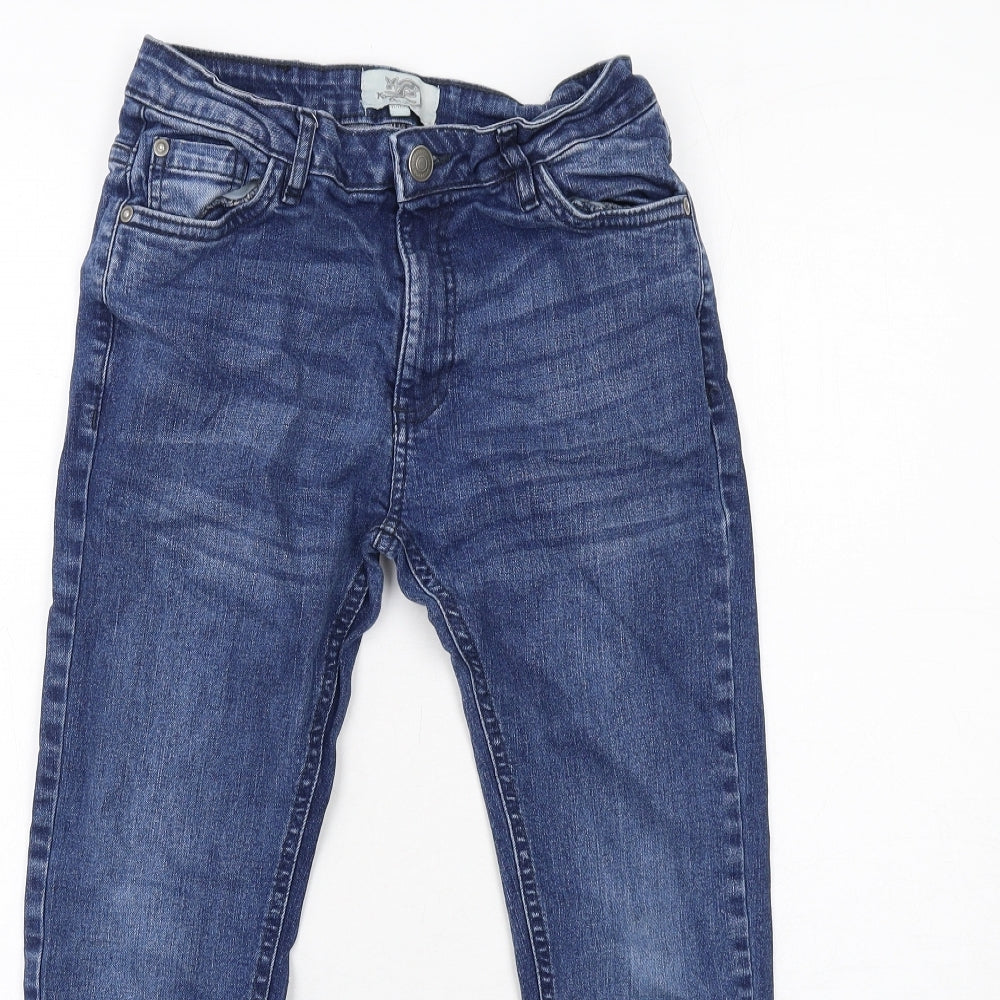 Kangaroo Poo Boys Blue Cotton Skinny Jeans Size 11-12 Years Regular Zip