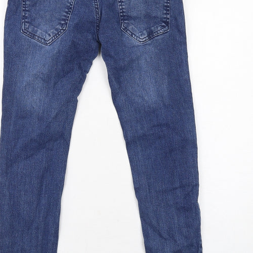 Kangaroo Poo Boys Blue Cotton Skinny Jeans Size 11-12 Years Regular Zip