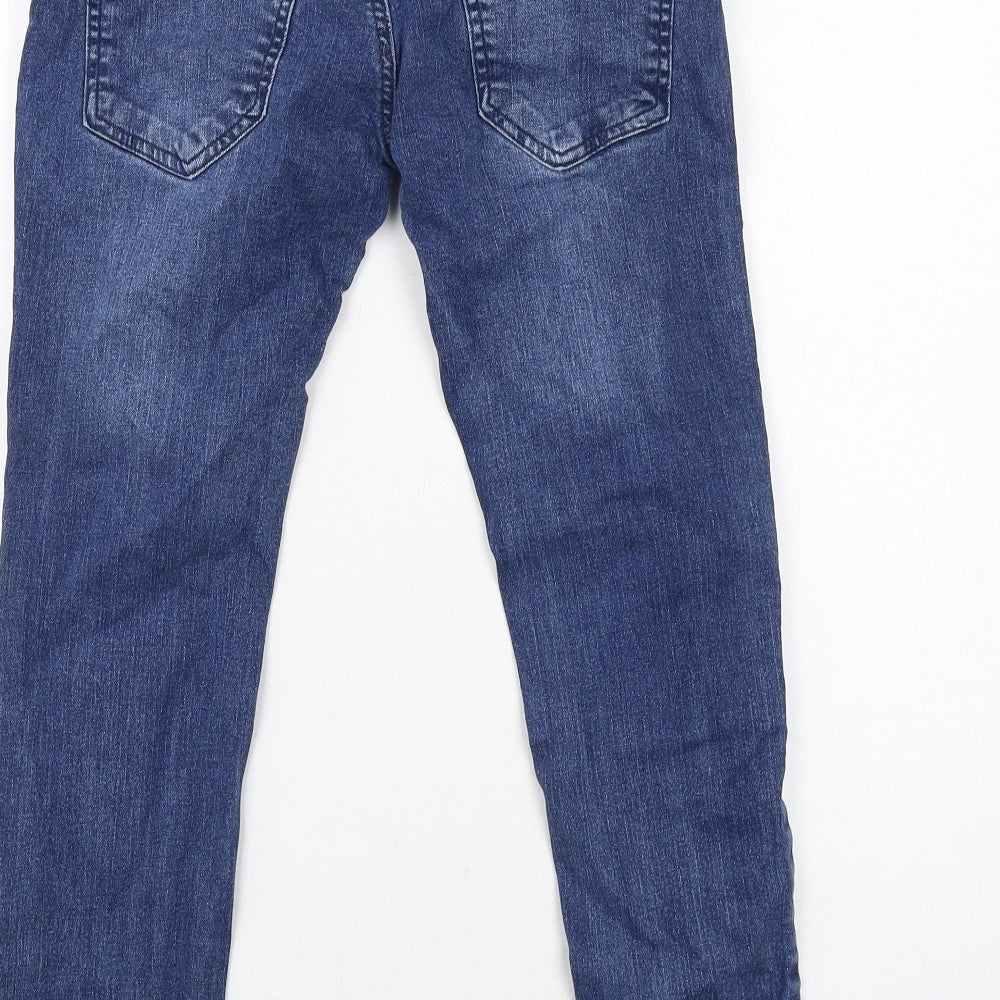 Kangaroo Poo Boys Blue Cotton Skinny Jeans Size 11-12 Years Regular Zip