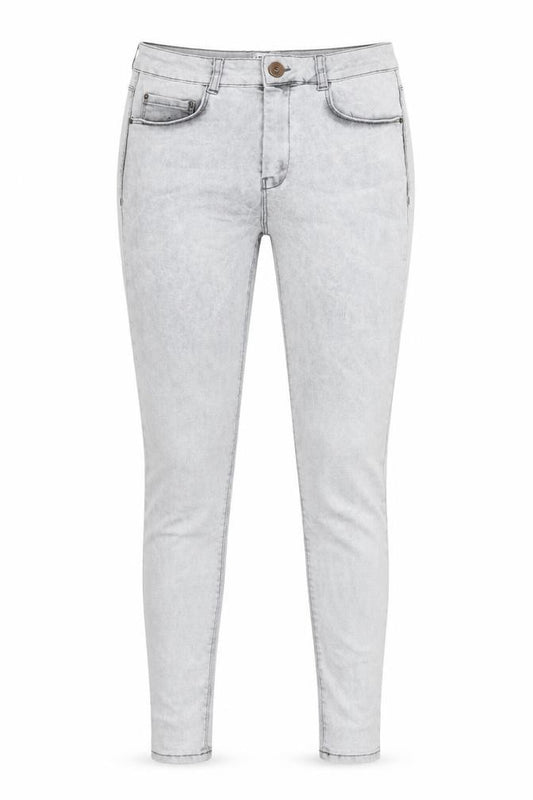 Front view of ASOS women’s grey cotton skinny jeans, size UK 12, regular zip