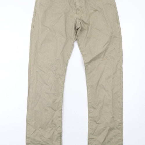 Autograph Mens Beige Cotton Chino Trousers Size 30 in L33 in Regular Zip
