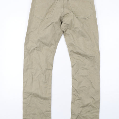 Autograph Mens Beige Cotton Chino Trousers Size 30 in L33 in Regular Zip