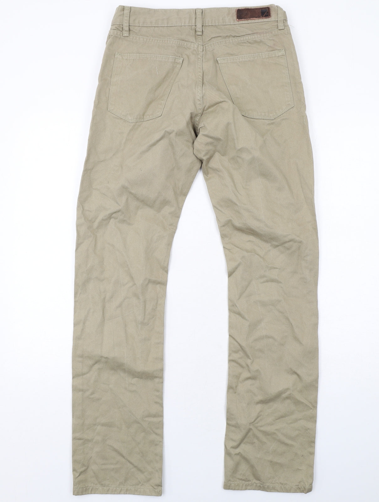 Autograph Mens Beige Cotton Chino Trousers Size 30 in L33 in Regular Zip