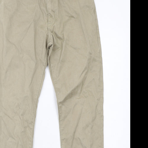 Autograph Mens Beige Cotton Chino Trousers Size 30 in L33 in Regular Zip