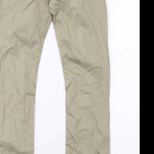 Autograph Mens Beige Cotton Chino Trousers Size 30 in L33 in Regular Zip