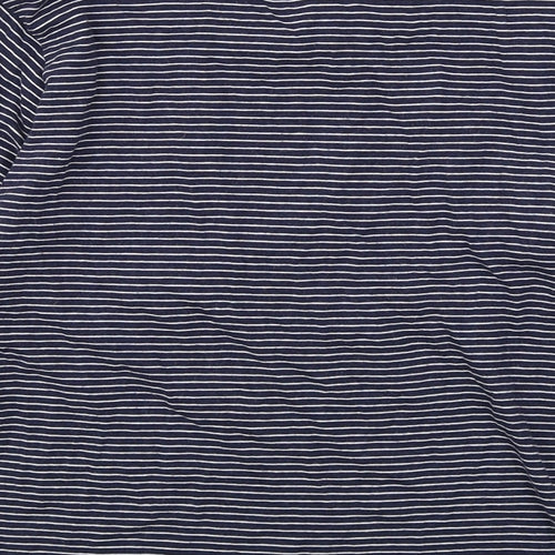 FOREVER 21 Womens Blue Striped Cotton Basic T-Shirt Size M Round Neck - Chillin