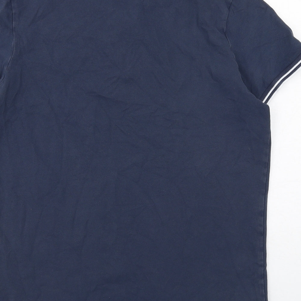 JACK & JONES Mens Blue Cotton Polo Size M Collared Button