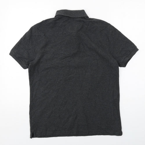 Marks and Spencer Mens Grey Cotton Polo Size M Collared Button