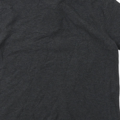 Marks and Spencer Mens Grey Cotton Polo Size M Collared Button