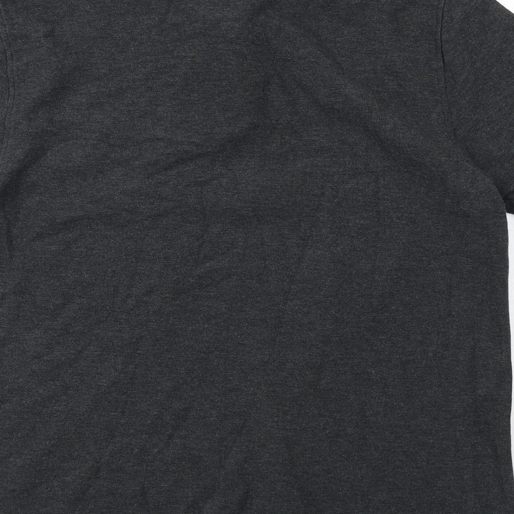 Marks and Spencer Mens Grey Cotton Polo Size M Collared Button