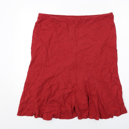 BHS Womens Red Linen A-Line Skirt Size 18