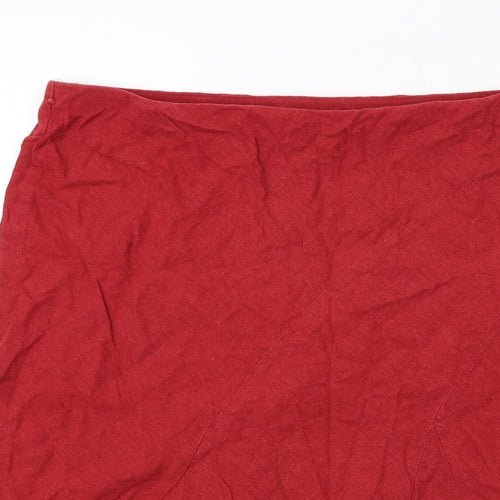 BHS Womens Red Linen A-Line Skirt Size 18