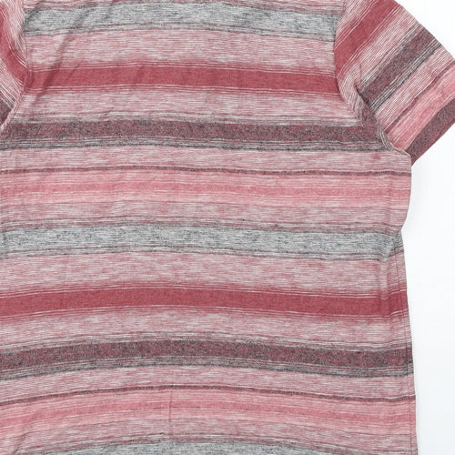 RJR.John Rocha Mens Red Striped Cotton Polo Size M Collared Button