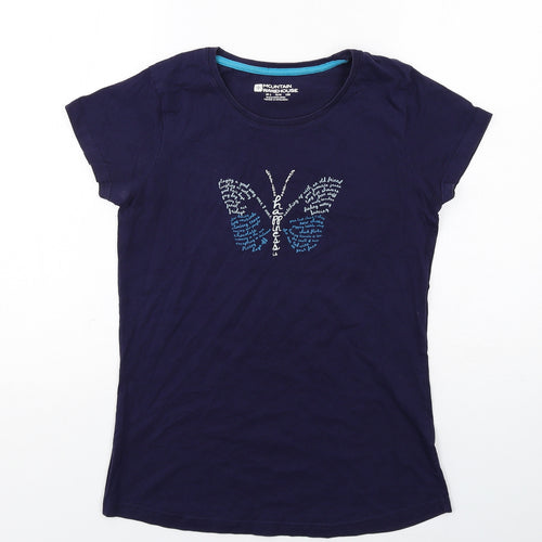 Mountain Warehouse Womens Blue Cotton Basic T-Shirt Size 12 Round Neck - Butterfly