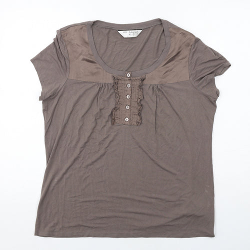 Autograph Womens Brown Viscose Basic Blouse Size 18 Scoop Neck