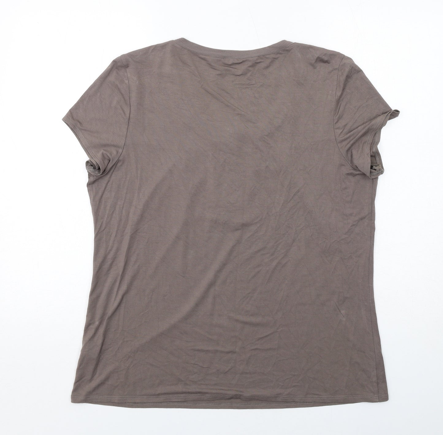 Autograph Womens Brown Viscose Basic Blouse Size 18 Scoop Neck