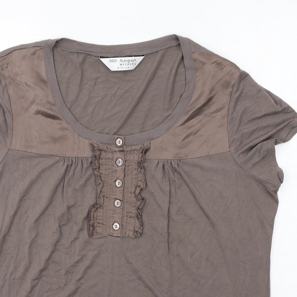 Autograph Womens Brown Viscose Basic Blouse Size 18 Scoop Neck