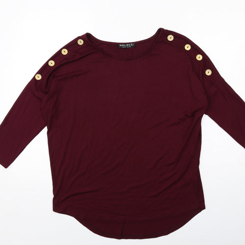 Select Womens Red Viscose Basic T-Shirt Size 10 Boat Neck