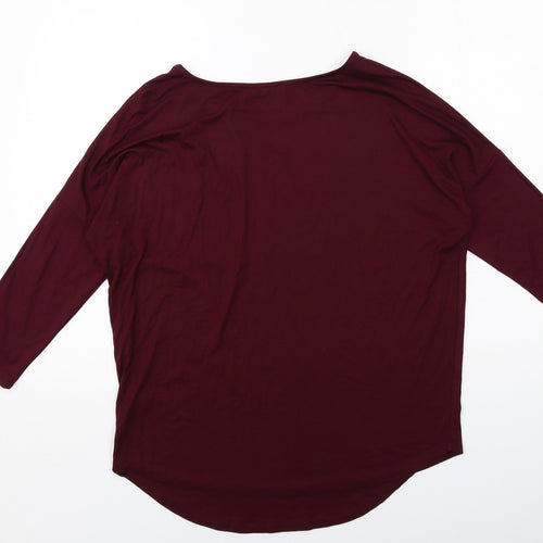 Select Womens Red Viscose Basic T-Shirt Size 10 Boat Neck