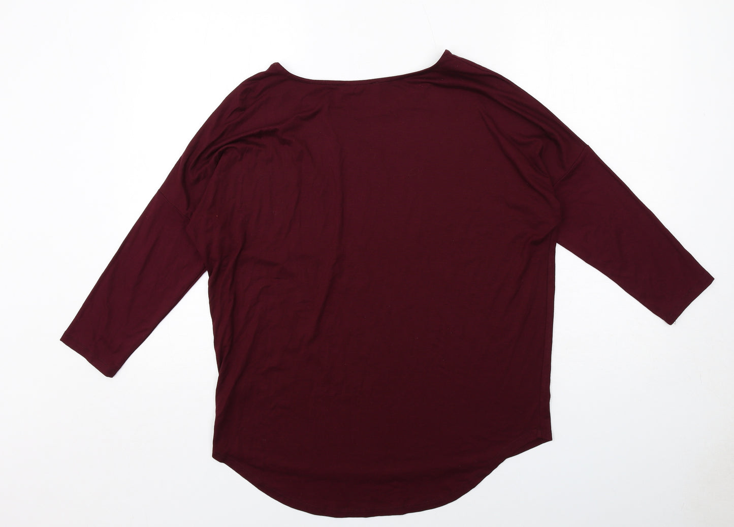 Select Womens Red Viscose Basic T-Shirt Size 10 Boat Neck