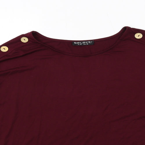 Select Womens Red Viscose Basic T-Shirt Size 10 Boat Neck