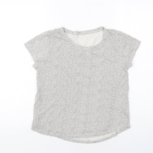 H&M Womens White Animal Print Cotton Basic T-Shirt Size S Boat Neck - Spotted