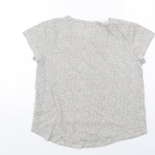 H&M Womens White Animal Print Cotton Basic T-Shirt Size S Boat Neck - Spotted