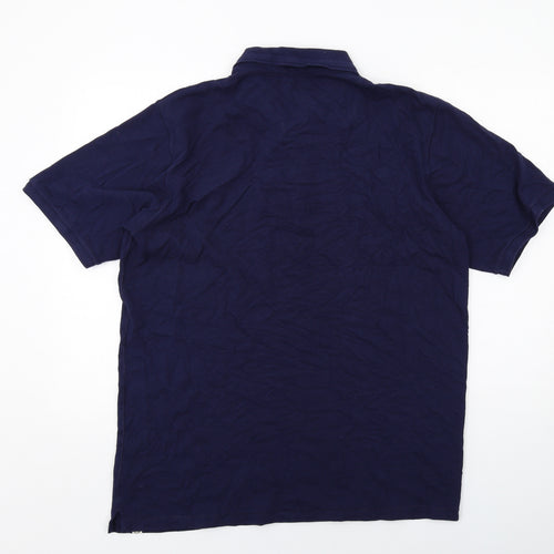 One Earth Mens Blue Cotton Polo Size XL Collared Button