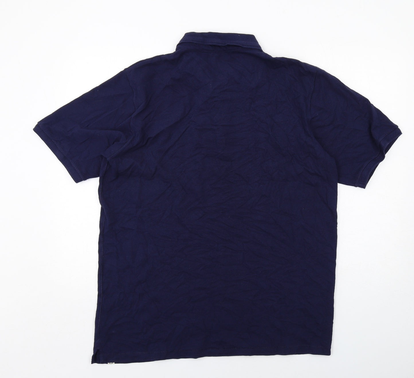 One Earth Mens Blue Cotton Polo Size XL Collared Button