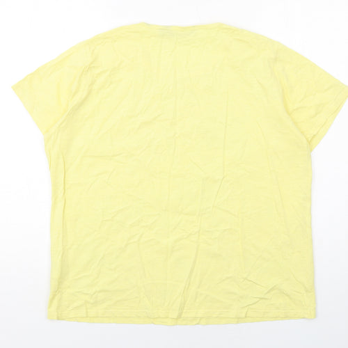 EWM Womens Yellow Paisley Cotton Basic T-Shirt Size 18 Round Neck