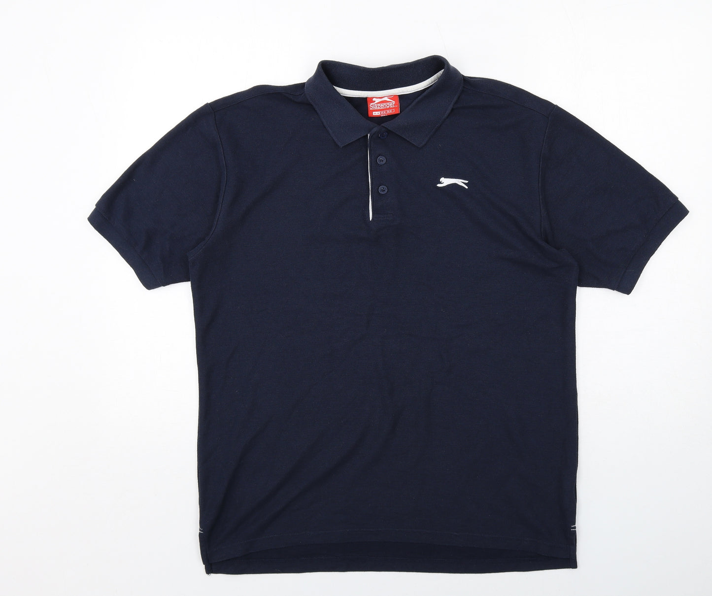 Slazenger Mens Blue Polyester Polo Size M Collared Button