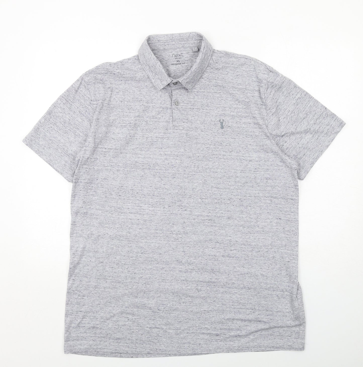 NEXT Mens Grey Cotton Polo Size XL Collared Button