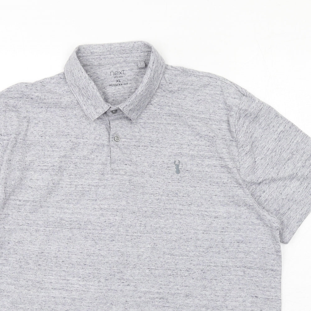 NEXT Mens Grey Cotton Polo Size XL Collared Button