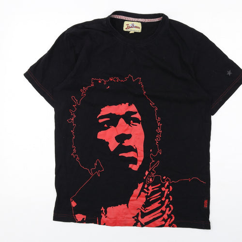 Joe Browns Mens Black Cotton T-Shirt Size M Round Neck - Jimmy Hendrix
