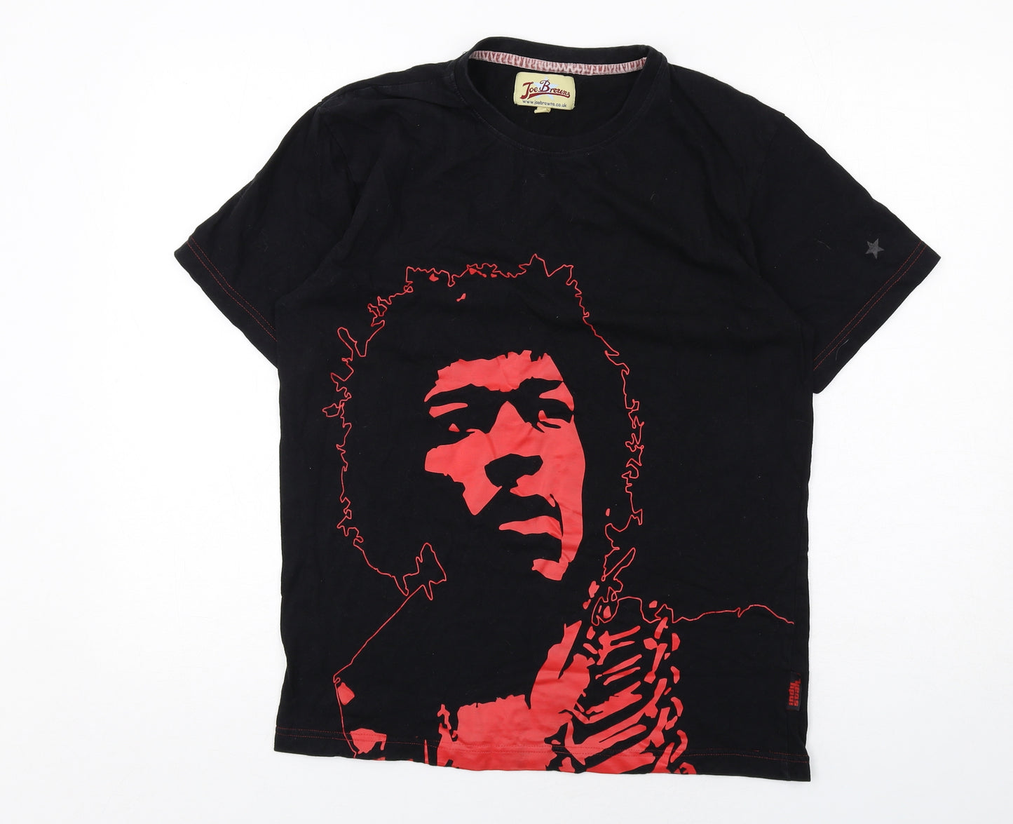 Joe Browns Mens Black Cotton T-Shirt Size M Round Neck - Jimmy Hendrix