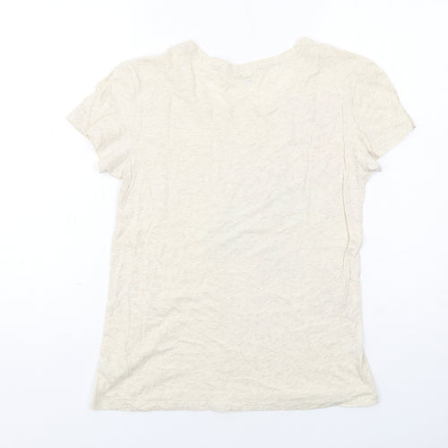 Gap Womens Beige Geometric Cotton Basic T-Shirt Size S Boat Neck
