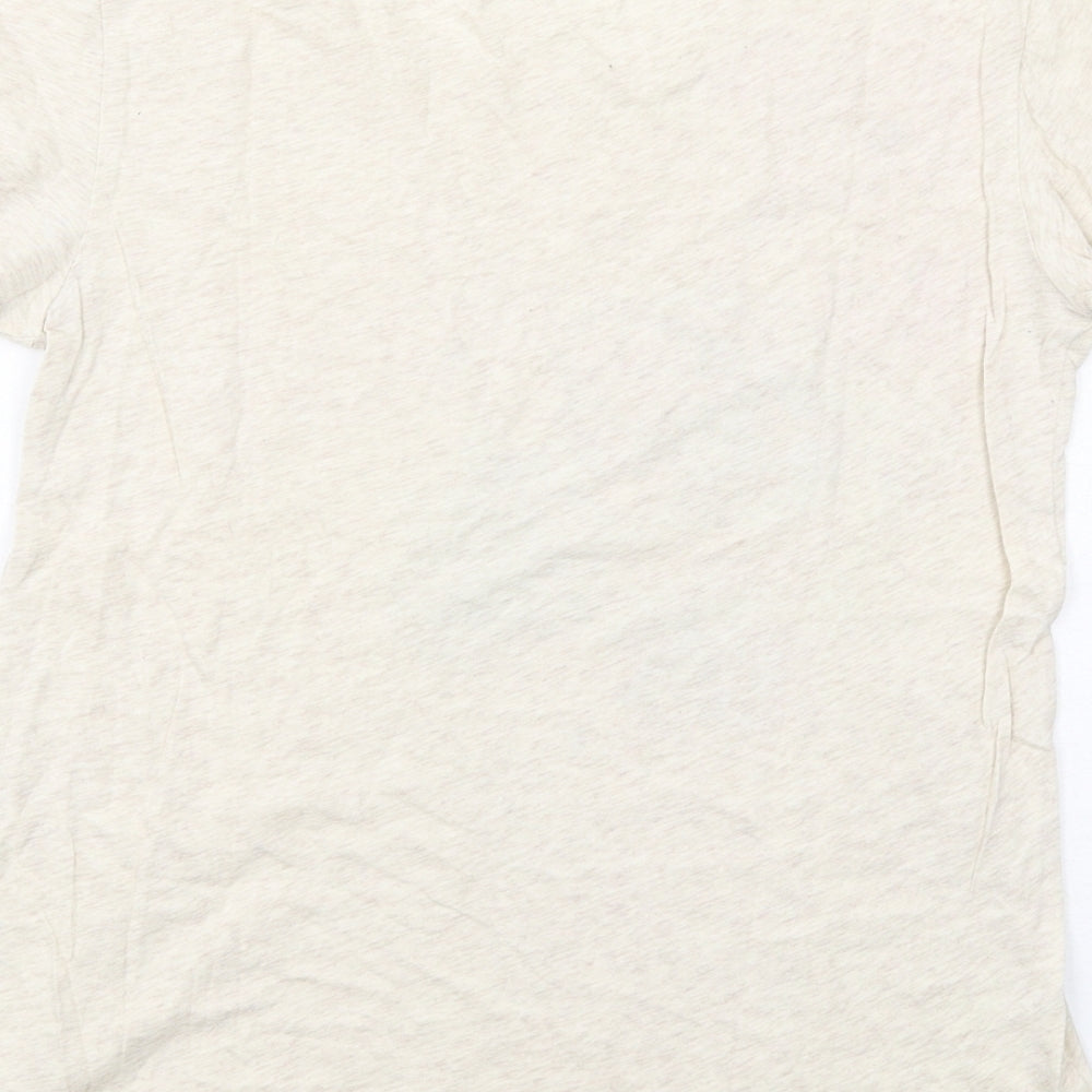 Gap Womens Beige Geometric Cotton Basic T-Shirt Size S Boat Neck