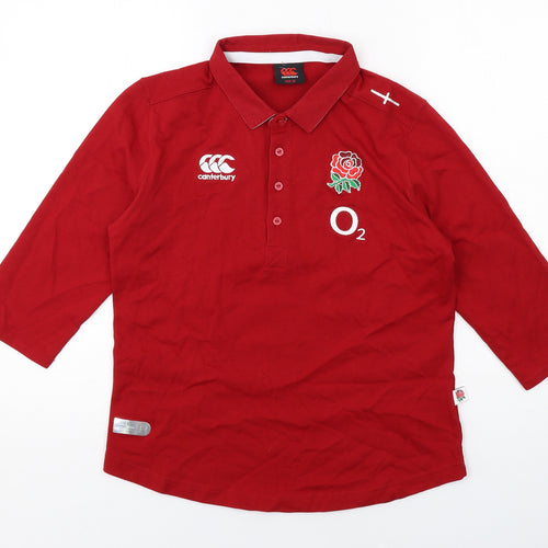 Canterbury Womens Red Cotton Basic Polo Size 16 Collared
