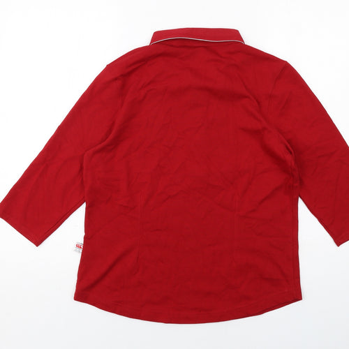Canterbury Womens Red Cotton Basic Polo Size 16 Collared